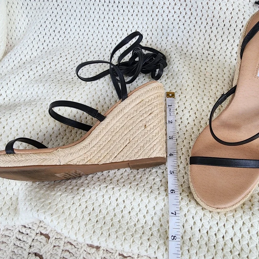Chelsea and Violet Mariah Black Wrap‎ Espadrille Sandals Women's Size9